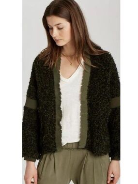 Grey State Kaylee Green Wool Mohair Fuzzy Cardigan Size